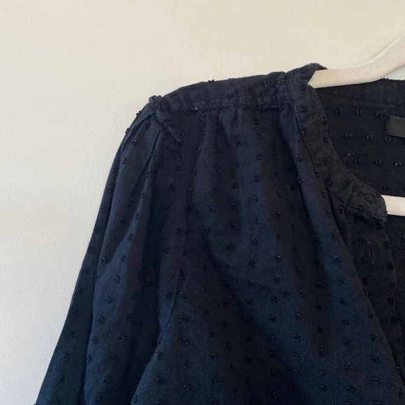 J. Crew Clip Dot Long Sleeve Button Down Blouse Size M Black - Picture 4 of 5